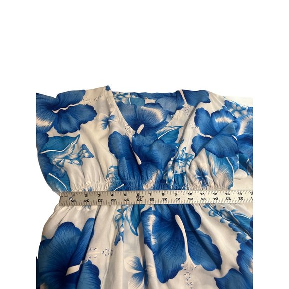 Thai Two Blue & White Floral Print Beach Coverup - Picture 9 of 11
